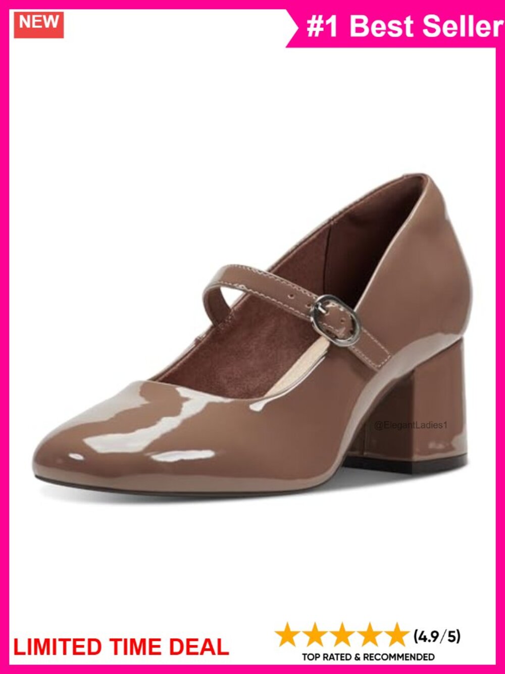 Faux Leather Square Toe Block Heel Pump with Arch Support
